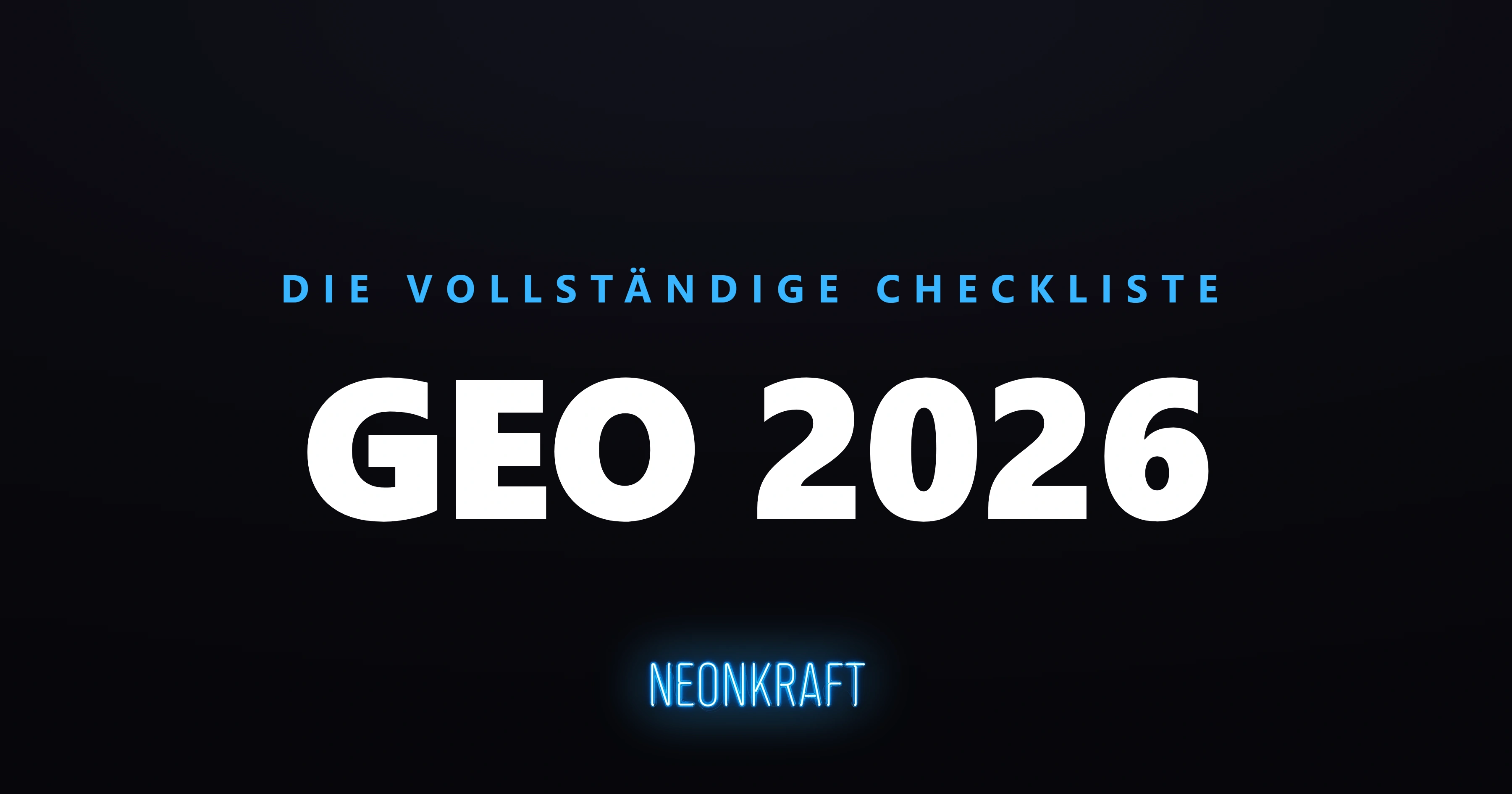 GEO-Checkliste – Markensichtbarkeit in der KI-Suche, Marken-Grafik auf dunklem Grund