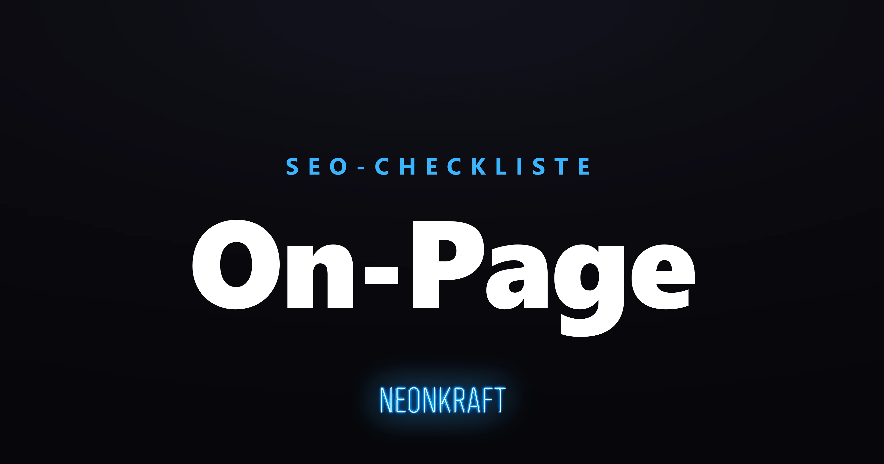 On-Page-SEO-Checkliste – Marken-Grafik auf dunklem Grund